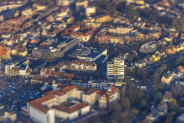 ATTENTION Photos with partial blurring created by tilt technique on the lens side, aerial view,