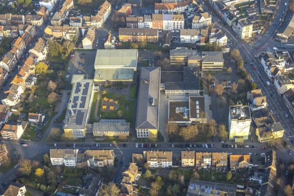 Aerial view, Eduard-Spranger-Berufskolleg and Vorheider Weg bunker, centre, Hamm, Ruhr area, North