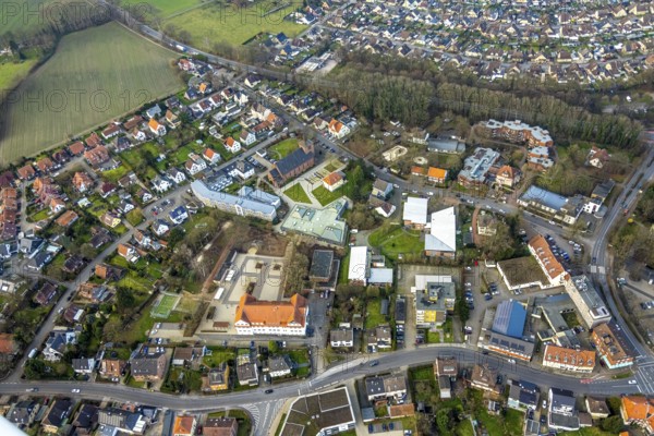 Aerial view, Herringen centre, Holzstraße residential area with Heilig Kreuz Catholic Church, St.