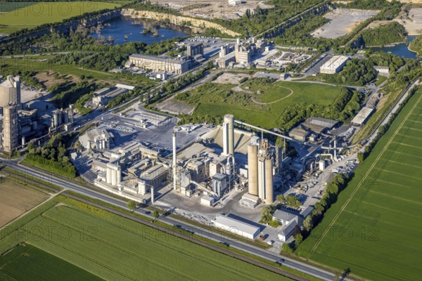 Aerial photo, Erwitte, Portland Cement, lime mining, North Rhine-Westphalia, Germany