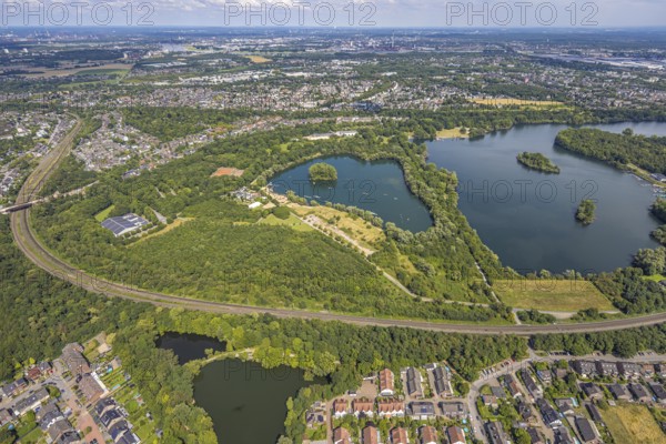 Aerial view, Toeppersee and Tegge with water ski facility and leisure facility, surrounded by