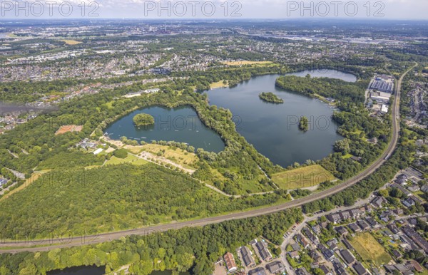 Aerial view, Toeppersee and Tegge with water ski facility and leisure facility, surrounded by
