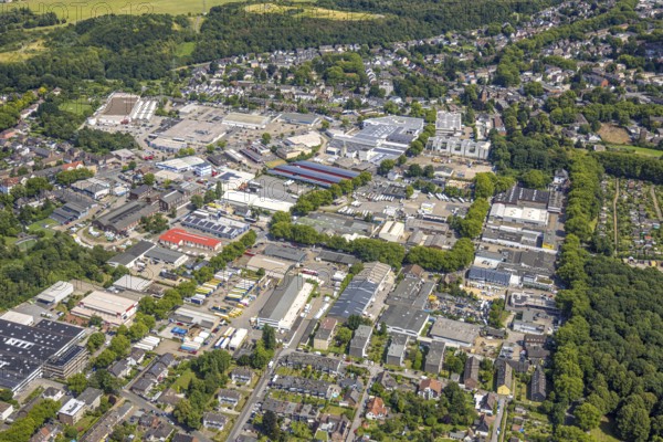 Aerial view, commercial area Hochstraße, Hochemmerich, Duisburg, Ruhr area, North Rhine-Westphalia,