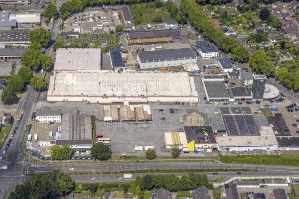 Aerial view, Selgros Großhandel im Gewerbegebiet Schauenstraße, Bergheim, Duisburg, Ruhr area,