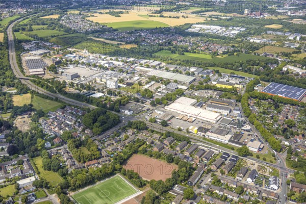 Aerial view, Selgros Großhandel im Gewerbegebiet Schauenstraße, Bergheim, Duisburg, Ruhr area,