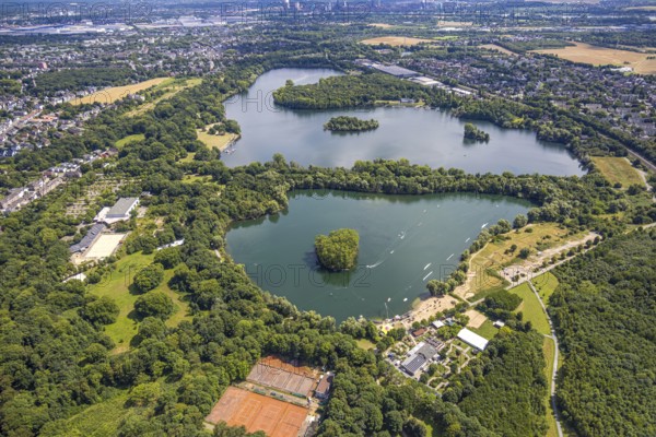 Aerial view, Toeppersee and Tegge with water ski facility and leisure facility, surrounded by