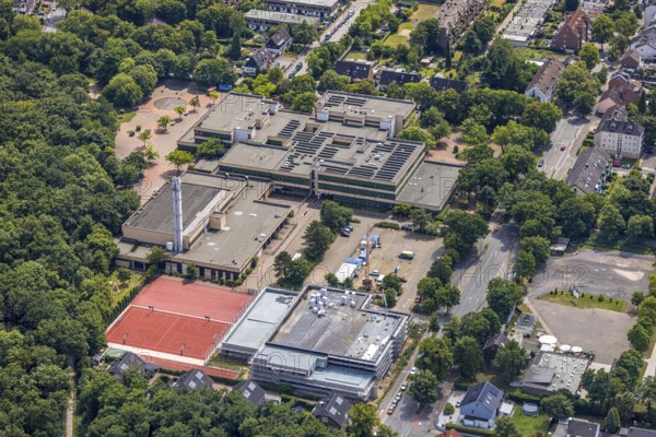 Aerial view, construction site for the new south swimming pool at the Großenbaum sports complex,