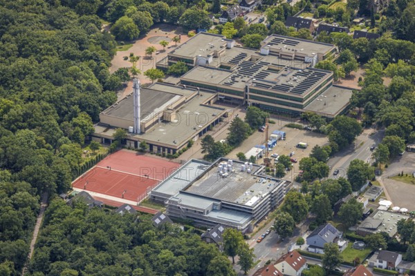 Aerial view, construction site for the new south swimming pool at the Großenbaum sports complex,