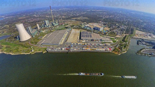 Aerial view, Duisburg-Nord, duisport logport VI Walsum, logport 6, STEAG power plant Walsum on the