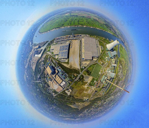 Aerial view, Duisburg-Nord, duisport logport VI Walsum, logport 6, STEAG power plant Walsum on the