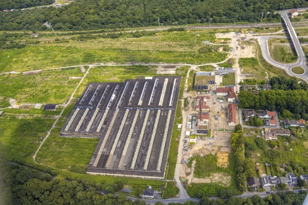 Aerial view, construction site of the former Wedau marshalling yard for the new Duisburg