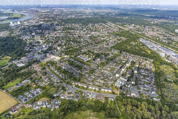 Aerial view, residential area, district Buchholz Afrikasiedlung, right commercial area Keniastraße,