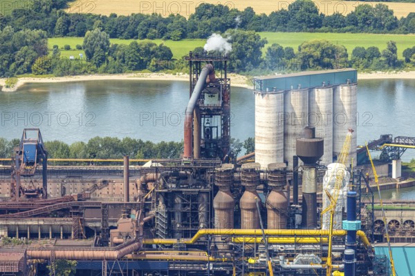 Aerial view, Hüttenwerke Krupp Mannesmann HKM with HKM blast furnace A, partial view, Hüttenheim,