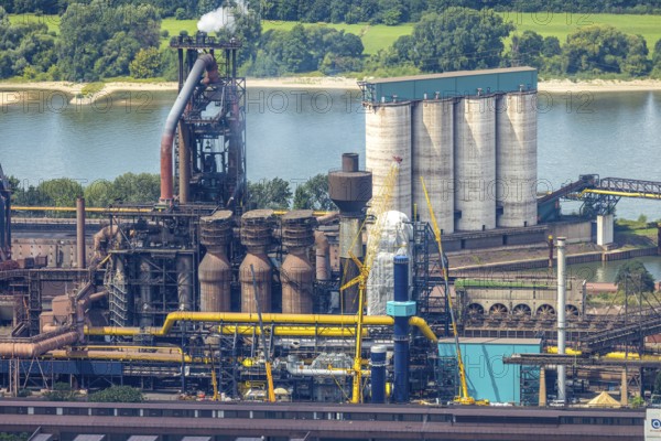 Aerial view, Hüttenwerke Krupp Mannesmann HKM with HKM blast furnace, partial view, Hüttenheim,