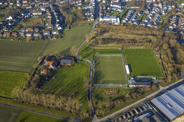 Aerial view, football stadium sports facility TuS Germania Lohauserholz-Daberg, Pelkum district,