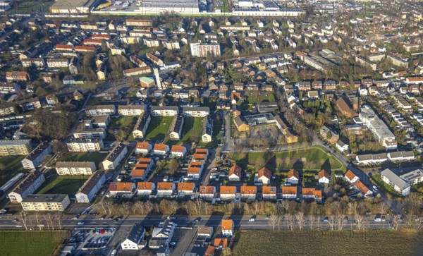 Aerial view, residential area, Daberg district, Dortmunder Straße and Herringer Weg,