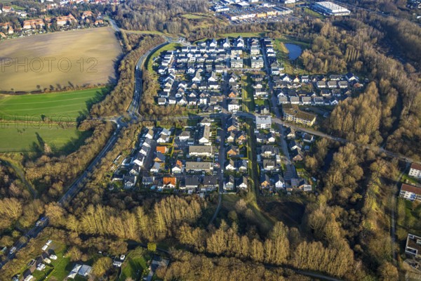 Aerial view, new housing estate on Sachsenring, Heessen district, Hamm, Ruhr area, North