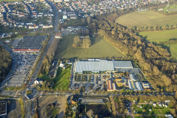 Aerial view, Planned commercial area Münsterstraße opposite Kaufland, north of the Bintig garden