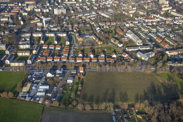 Aerial view, residential area, Daberg district, Dortmunder Straße and Herringer Weg, Herringen
