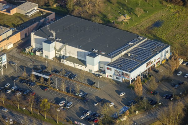 Aerial view, Helinet ice rink ice rink of the Hammer Eisbären, ice hockey club, Uentrop, Hamm, Ruhr