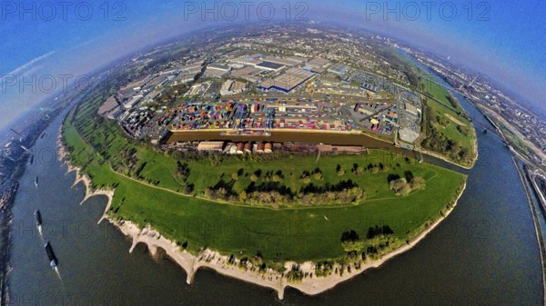 Aerial view, duisport harbour, logport I Rheinhausen, logport 1, container harbour, Duisburg