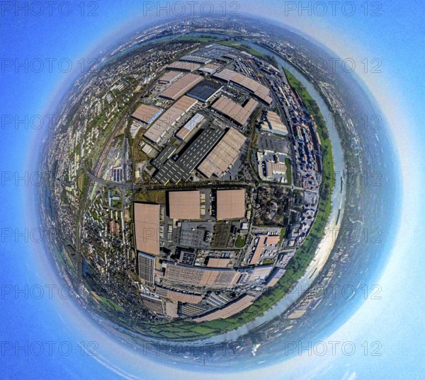 Aerial view, duisport harbour, logport I Rheinhausen, logport 1, container harbour, Duisburg