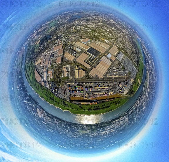 Aerial view, duisport harbour, logport I Rheinhausen, logport 1, container harbour, Duisburg