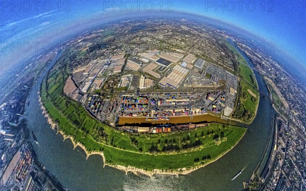Aerial view, duisport harbour, logport I Rheinhausen, logport 1, container harbour, Duisburg