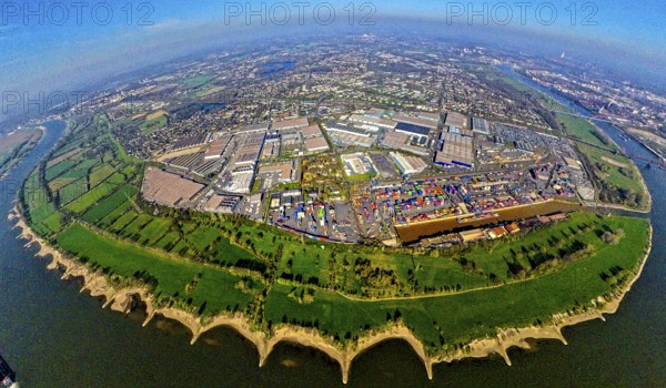 Aerial view, duisport harbour, logport I Rheinhausen, logport 1, container harbour, Duisburg