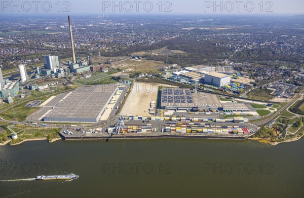 Aerial view, Duisburg-Nord, duisport logport VI Walsum, logport 6, STEAG Walsum power station on