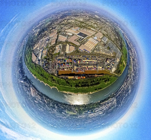 Aerial view, duisport harbour, logport I Rheinhausen, logport 1, container harbour, Duisburg