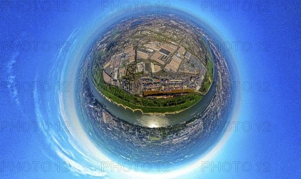 Aerial view, duisport harbour, logport I Rheinhausen, logport 1, container harbour, Duisburg