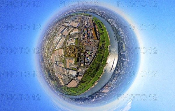 Aerial view, duisport harbour, logport I Rheinhausen, logport 1, container harbour, Duisburg