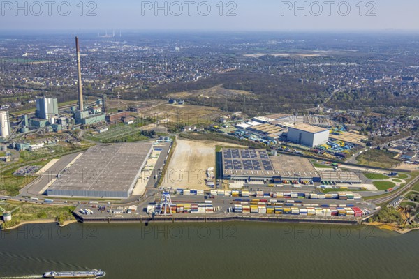 Aerial view, Duisburg-Nord, duisport logport VI Walsum, logport 6, STEAG Walsum power station on
