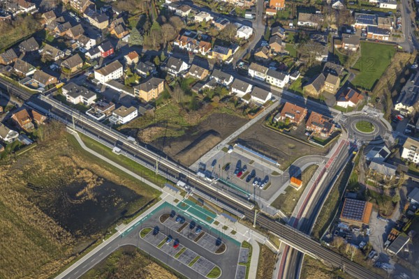 Aerial view, planned local transport connection with stop in Westtünnen, construction site at