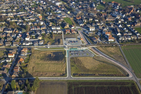 Aerial view, planned local transport connection with stop in Westtünnen, construction site at