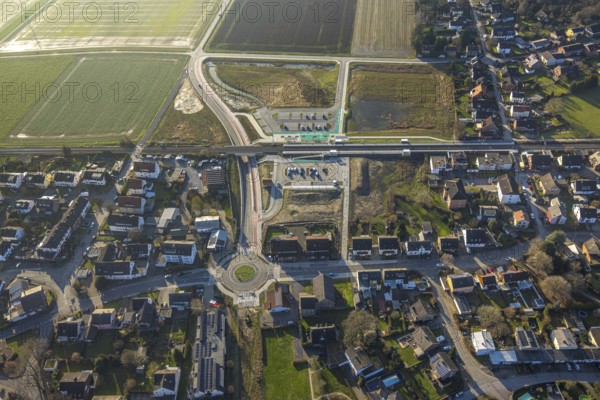 Aerial view, planned local transport connection with stop in Westtünnen, construction site at