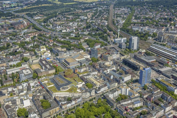Aerial view, City residential area, Forum Duisburg König-Heinrich-Platz, City Palais, Shopping