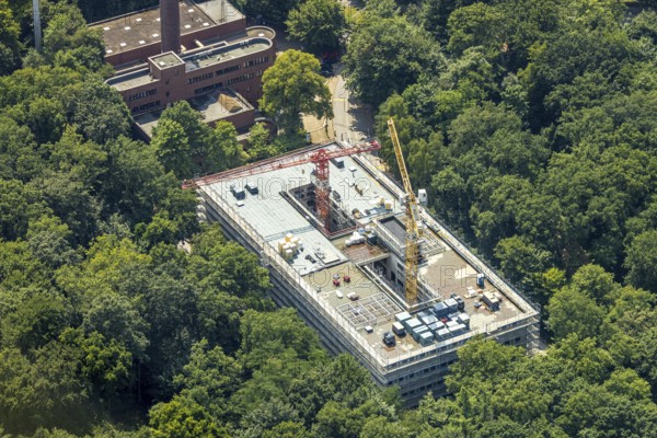 Aerial view, University of Duisburg-Essen (UDE) construction site with replacement new building of