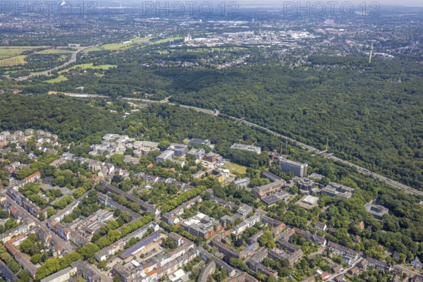 Aerial view, general view of the University of Duisburg-Essen, Duisburg campus, construction site