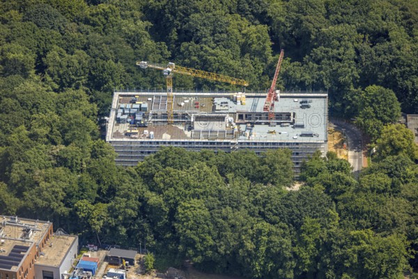 Aerial view, University of Duisburg-Essen (UDE) construction site with replacement new building of