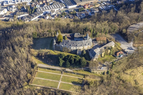 Aerial view, Hohenlimburg Castle and Castle Park, Hohenlimburg, Hagen, Ruhr area, North