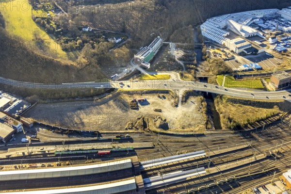Aerial view, railway station rear passage and old Hagen screw factory renovation, medium-sized