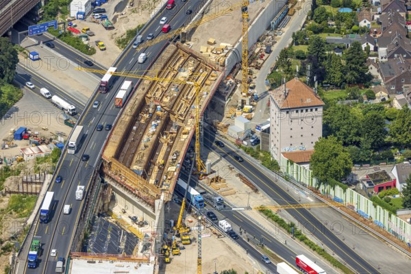 Aerial view, Kaiserberg motorway junction with major construction site, Werthacker bunker,
