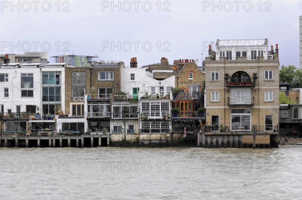 London, England, Great Britain, Europe, Riverside terraced houses with different architectural