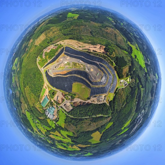Aerial photograph, Olpe landfill site of Olper Entsorgungszentrum GmbH & Co. KG, forest area,