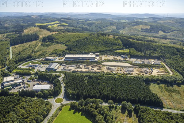 Aerial view, Hufnagel Service landfill waste disposal company, Rother Stein and roundabout,