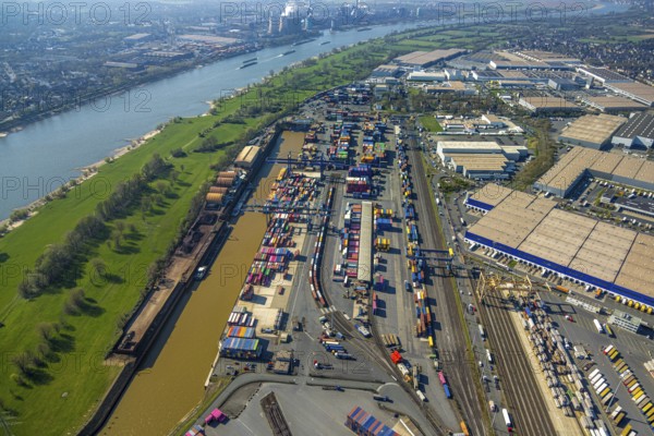 Aerial view, duisport harbour, logport I Rheinhausen, logport 1, container port, Duisburg harbour