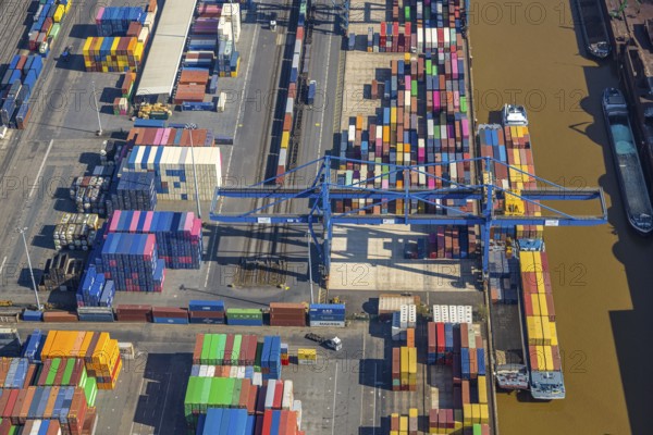 Aerial view, duisport port, logport I Rheinhausen, container port, Duisburg port D3T Duisburg