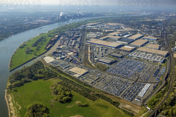 Aerial view, duisport harbour, logport I Rheinhausen, logport 1, container port, Duisburg harbour